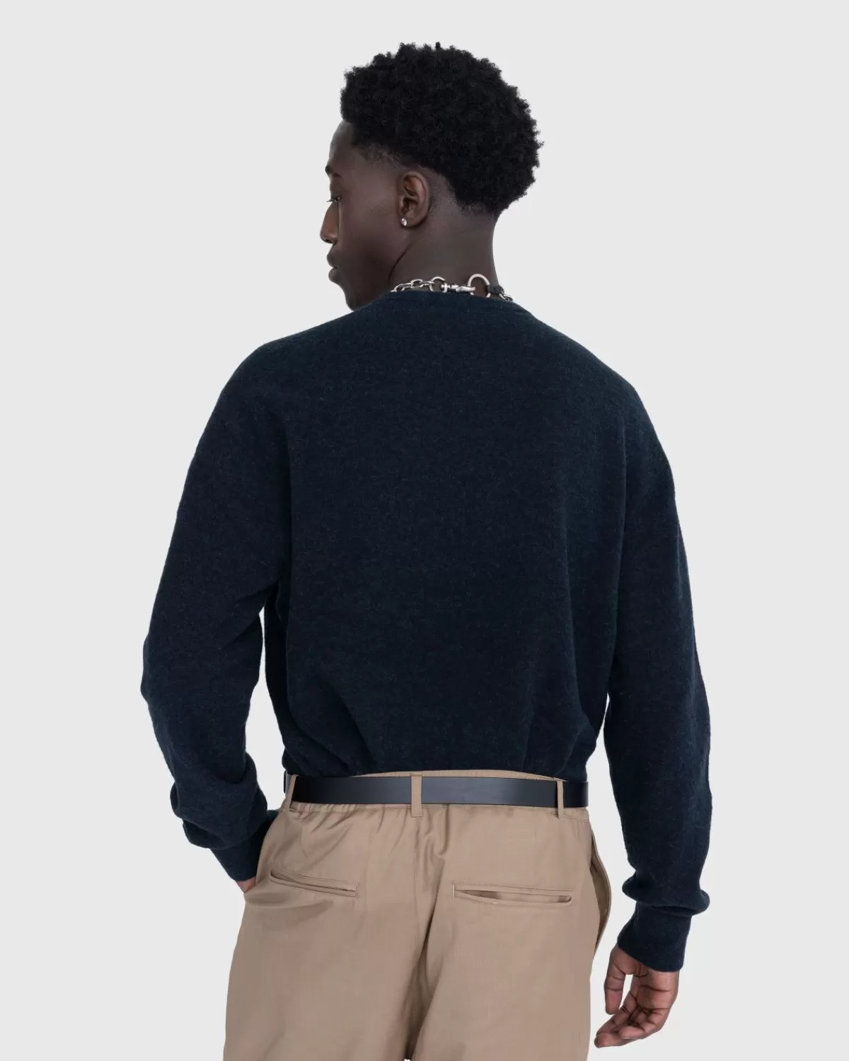 Gebreide Kleding^Acne Studios Geborduurd Logo Ronde Hals Donker Marineblauw Gemeleerd