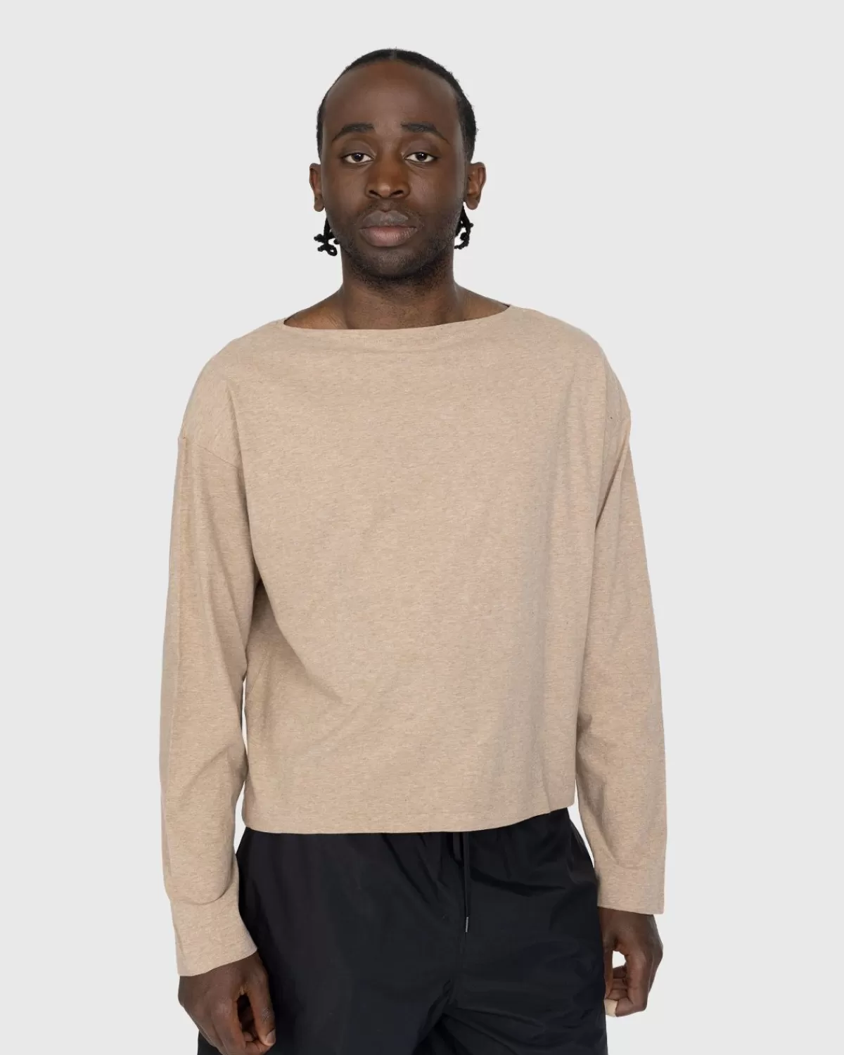 Gebreide Kleding^Auralee Hard Twist Katoen Kasjmier Boothals T-Shirt Met Lange Mouwen Beige