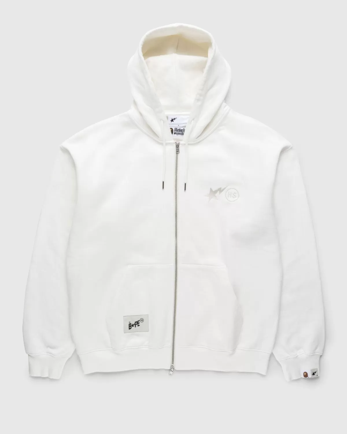 BAPE X Highsnobiety Zwaar Gewassen Hoodie Met Rits, Ivoor Store