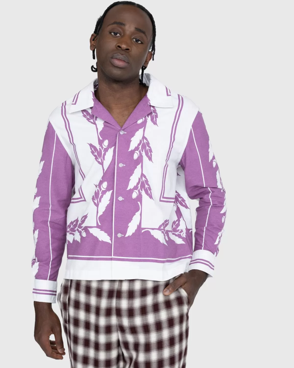 Overhemden^Bode Inverse Acorn Shirt Met Lange Mouwen Paars
