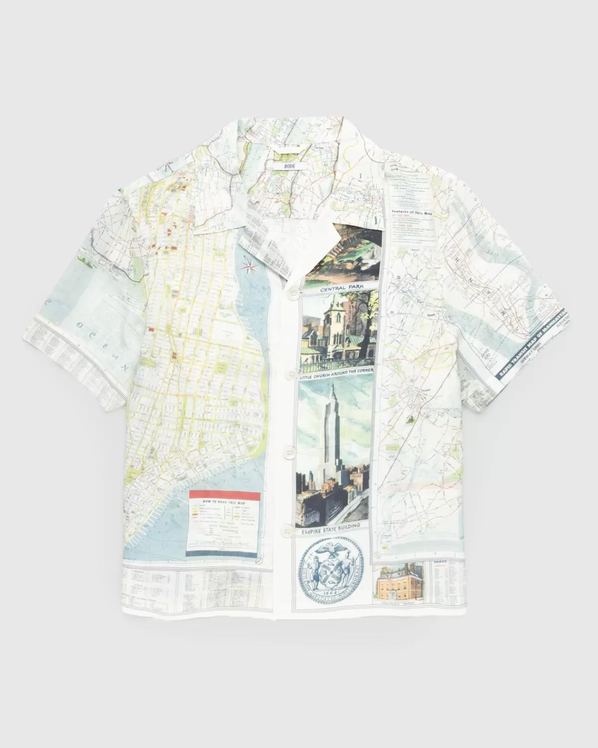 Overhemden^Bode New York City Map Overhemd Met Korte Mouwen, Multi