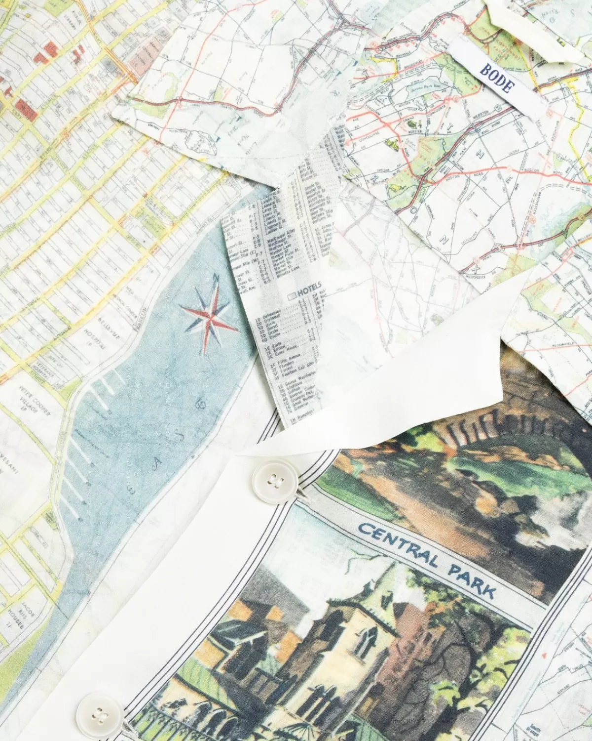 Overhemden^Bode New York City Map Overhemd Met Korte Mouwen, Multi