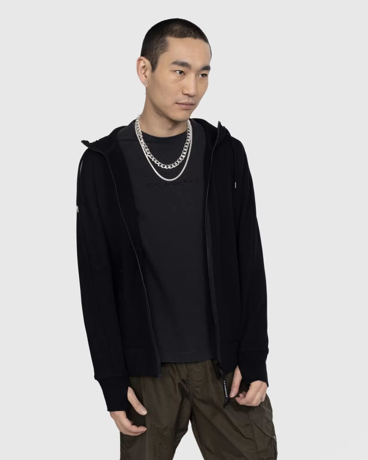 C.P. Company Cp Company - Diagonaal Verhoogde Fleecebril Met Rits En Capuchon Zwart Best