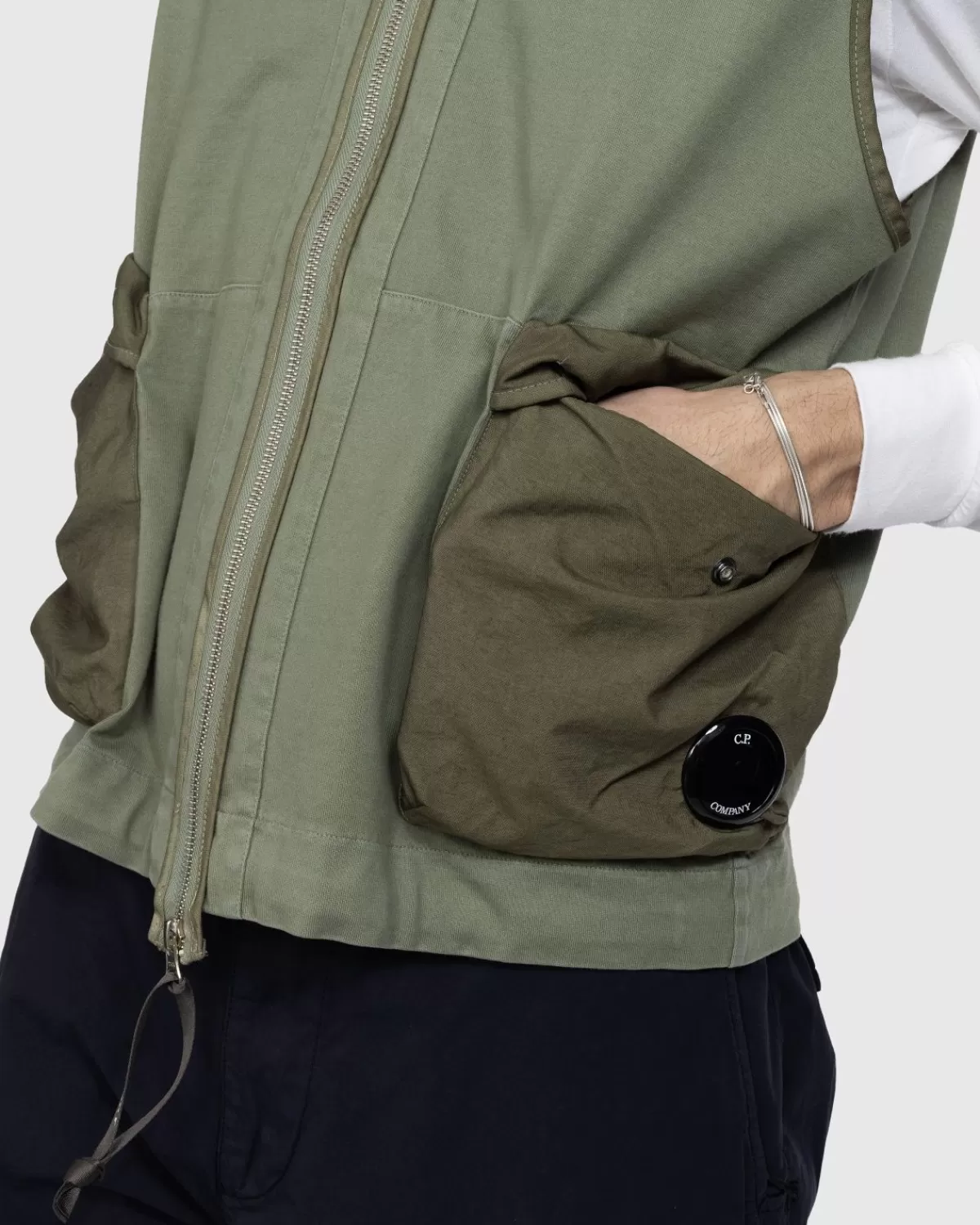 Bovenkleding^C.P. Company Cp Company - Gemerceriseerd Zwaar Jersey Gemengd Vest Met Ritssluiting Groen