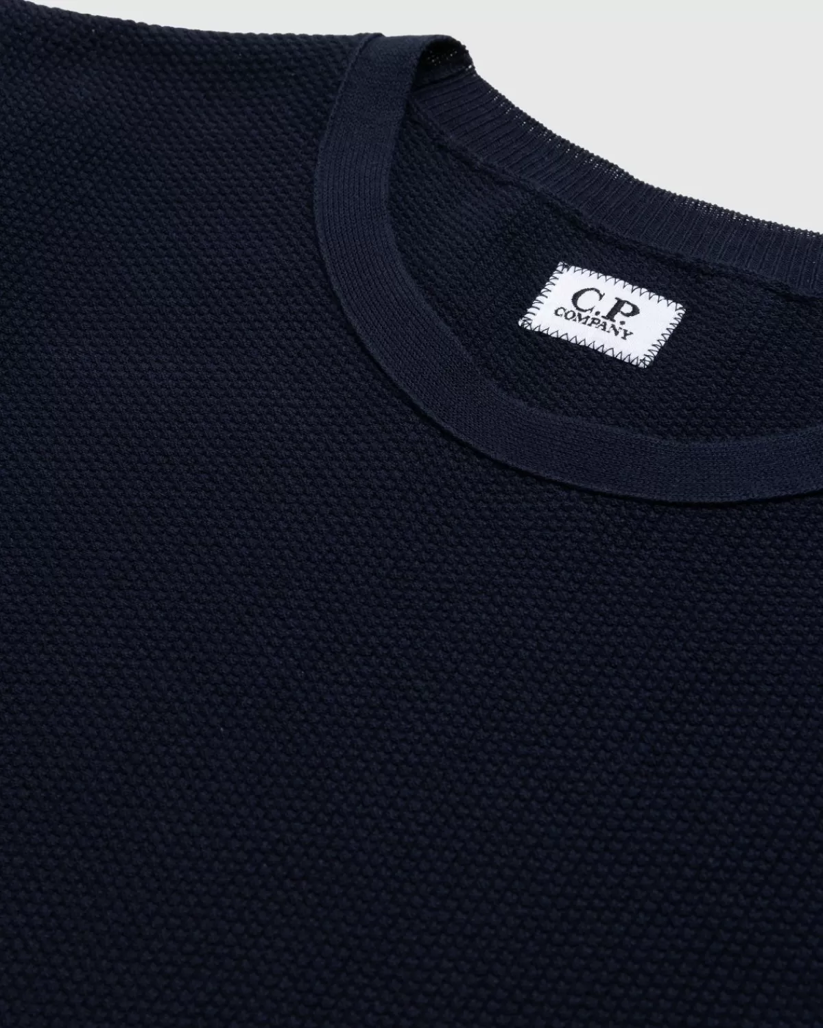C.P. Company Cp Company - Katoenen Crepe Ronde Hals Gebreid Totaal Eclipse Blauw Online