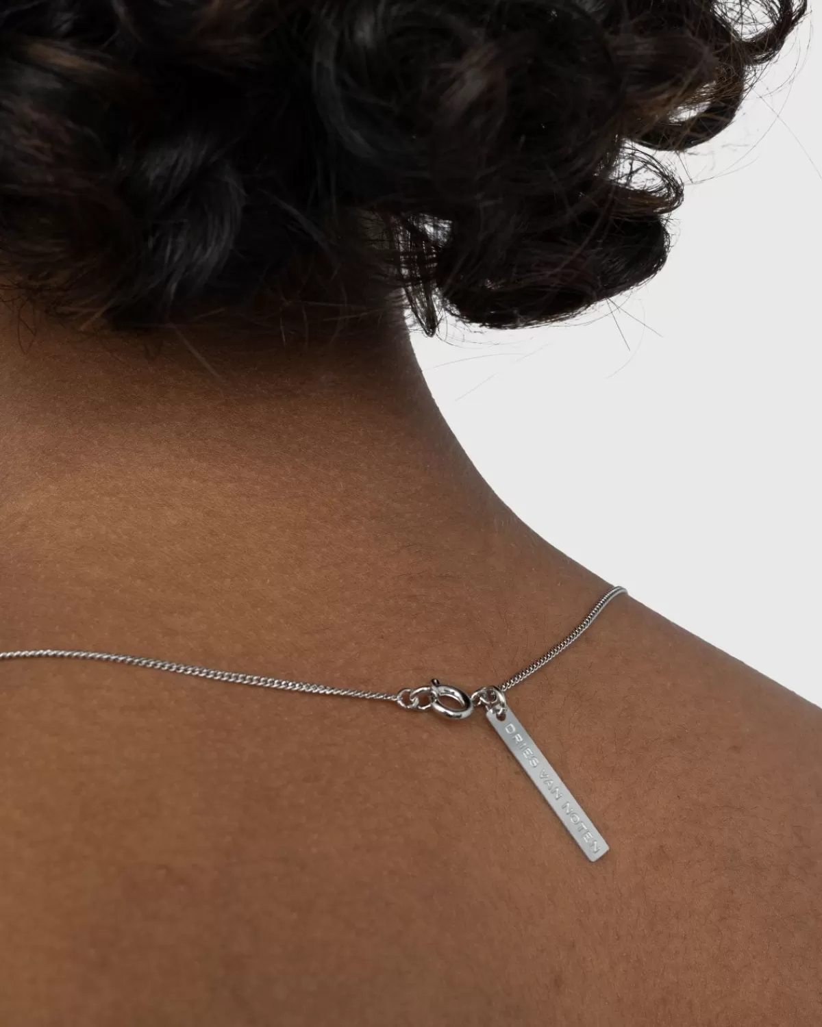 Dries van Noten Logo Tag Ketting Zilver Shop