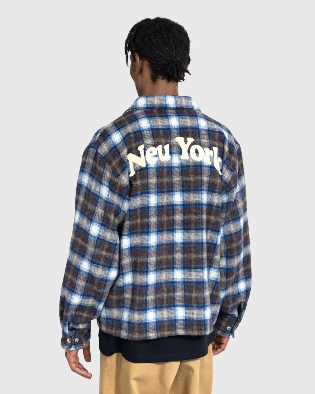 Overhemden^Highsnobiety Neu York Shaggy Wool Plaid Zip Shirt Bruin