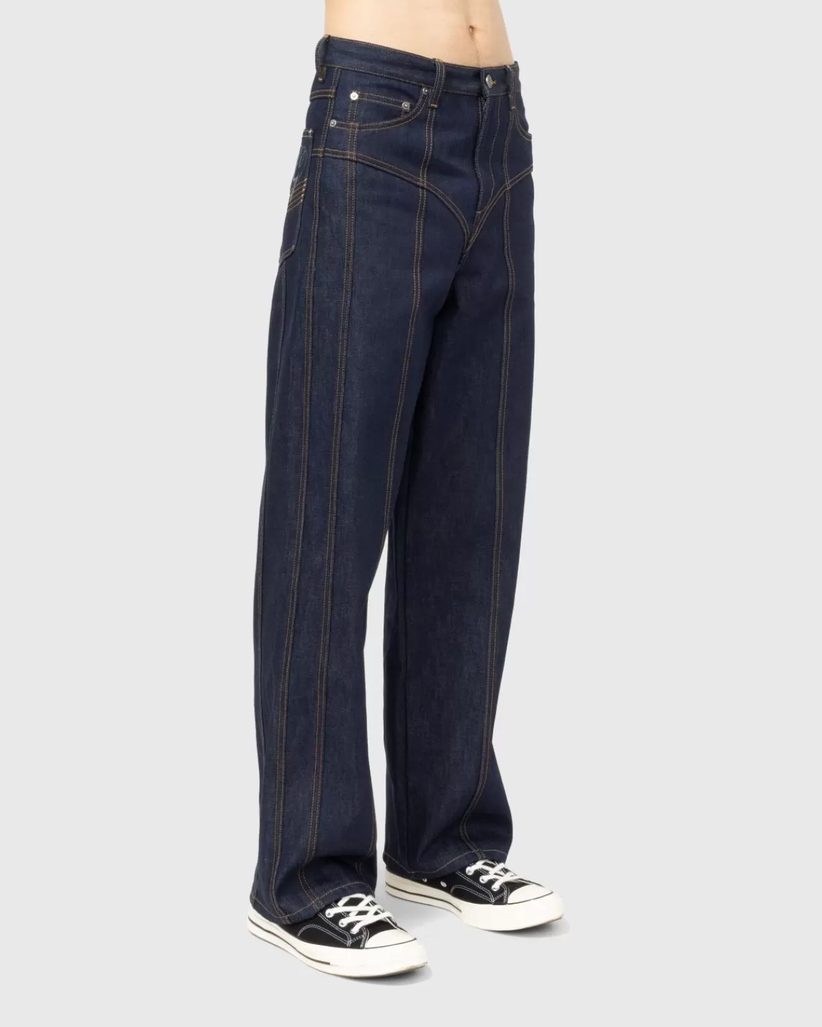 Broek^Jean Paul Gaultier Ruwe Jeans Met Lage Taille Indigo