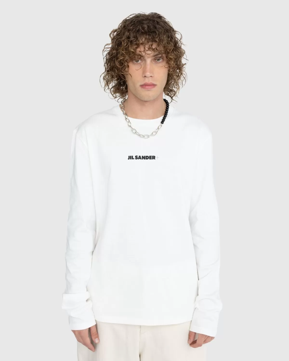Jil Sander Logo T-Shirt Met Lange Mouwen Porselein Wit Clearance