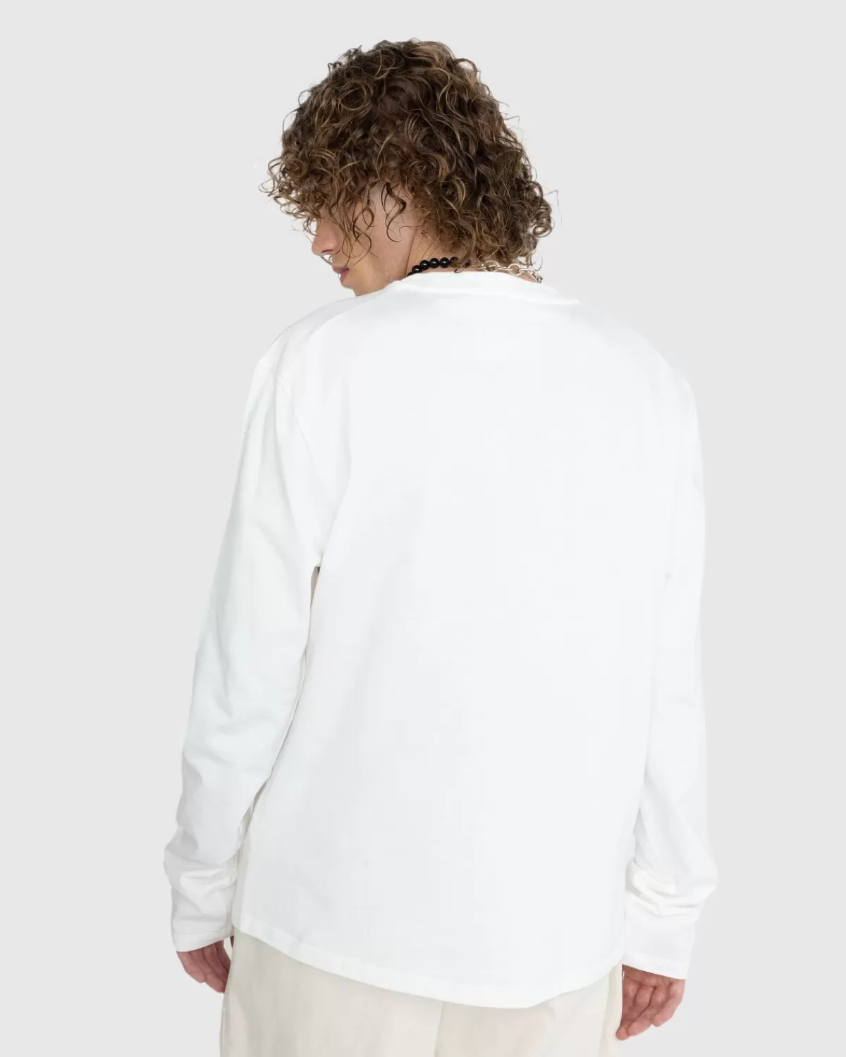 Jil Sander Logo T-Shirt Met Lange Mouwen Porselein Wit Clearance
