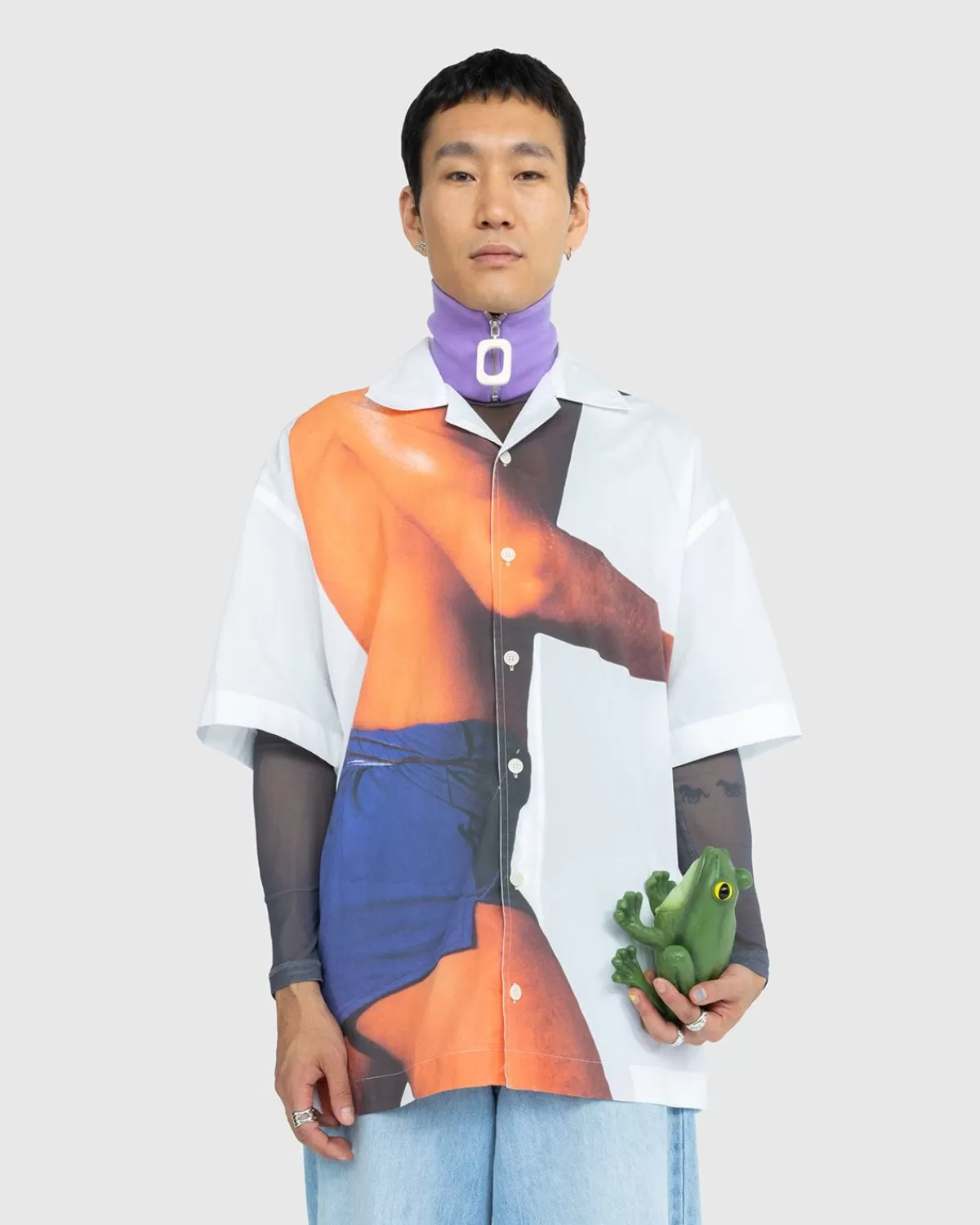 Overhemden^J.W. Anderson Jw Anderson Profielknopen Bedrukt Overhemd Met Korte Mouwen Wit