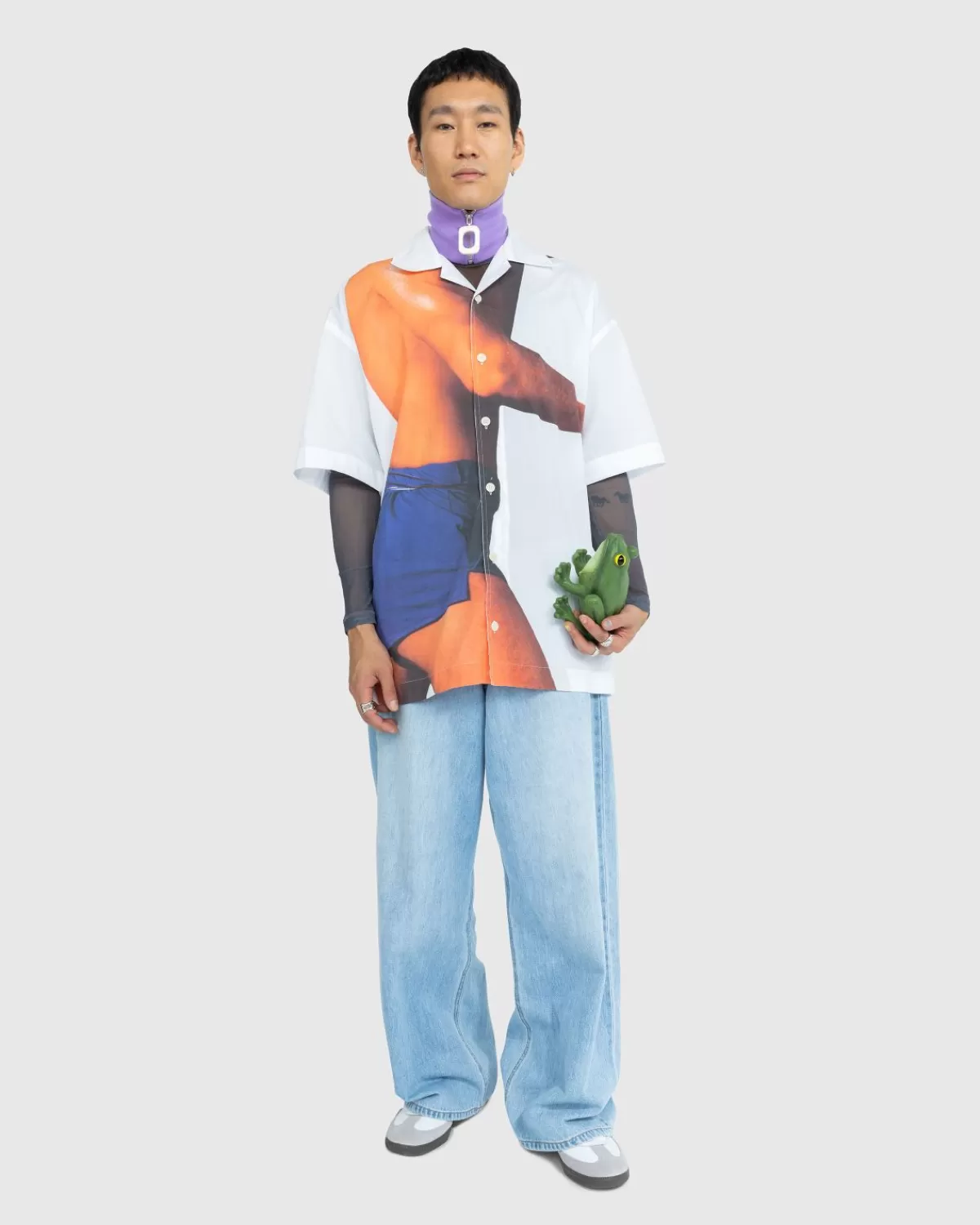 Overhemden^J.W. Anderson Jw Anderson Profielknopen Bedrukt Overhemd Met Korte Mouwen Wit