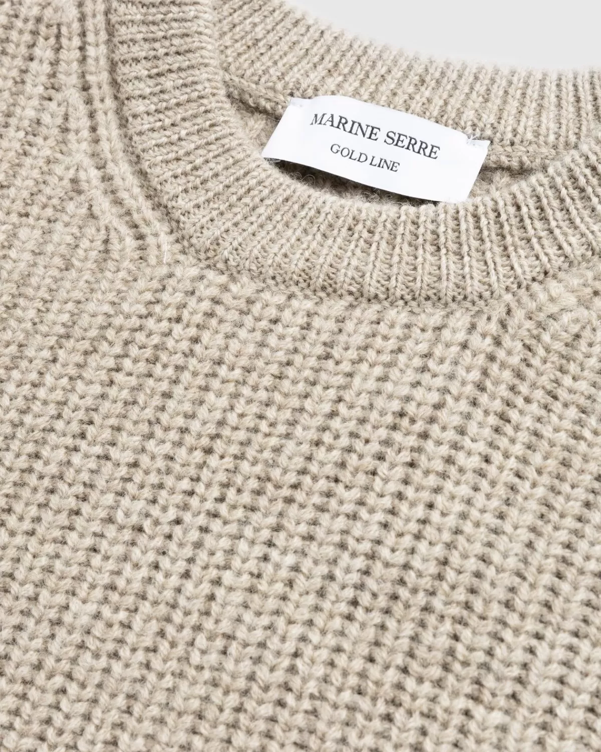 Gebreide Kleding^Marine Serre - Wollen En Pluizig Gebreide Trui Met Ronde Hals Beige