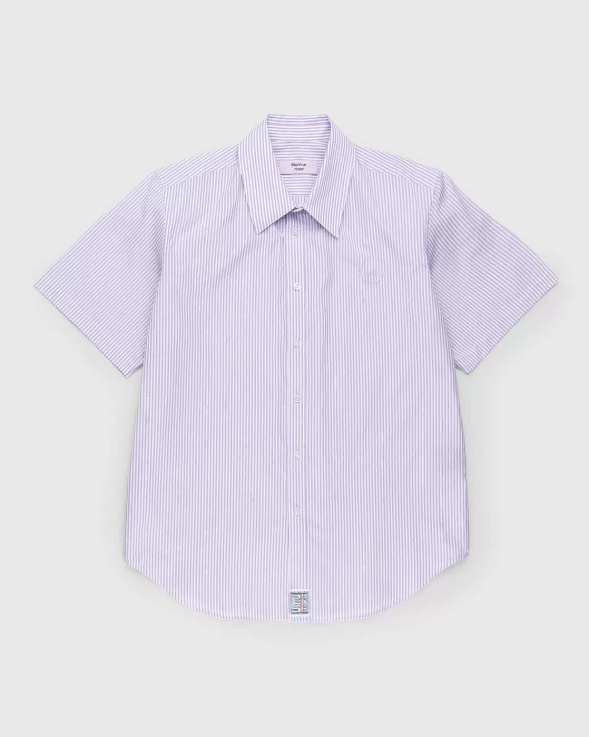 Overhemden^Martine Rose Klassiek Button-Down Overhemd Met Korte Mouwen, Lila En Witte Strepen