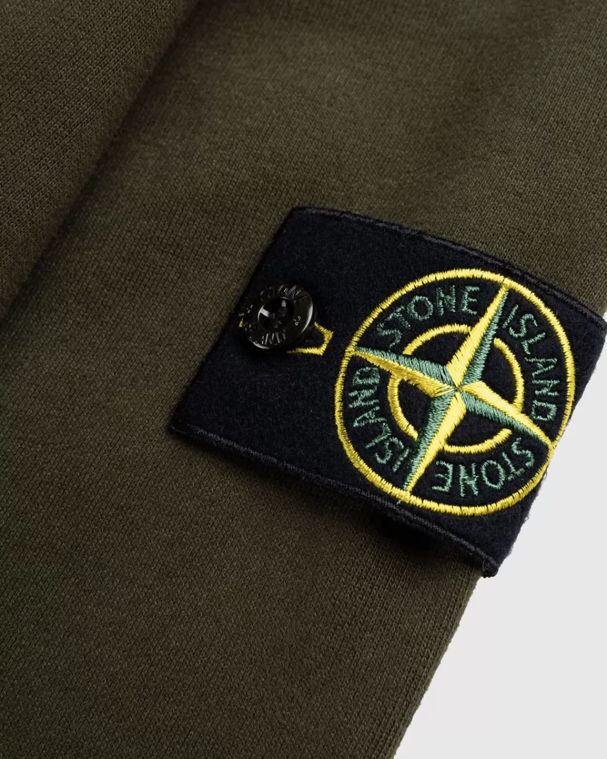 Gebreide Kleding^Stone Island Kledinggeverfde, Geborstelde Fleece Met Ronde Hals, Olijfgroen